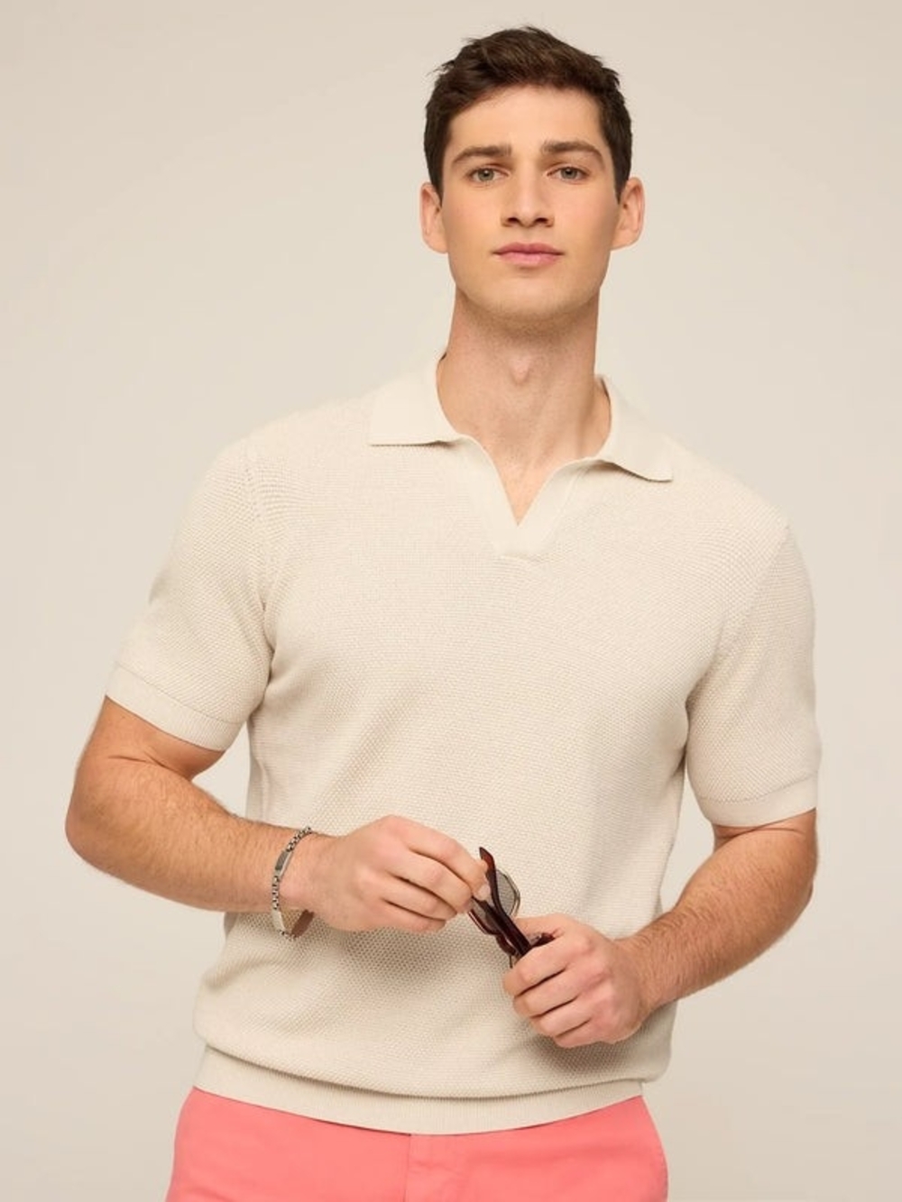 chubbies Cream Knit Camp Collar Polo